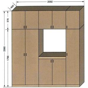 EM-2092　Nセット(ND＊現場組立品)W2092XH2360XD410(鏡なし) / 玄関収納　下駄箱 シューズボックス シューズラック
