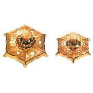 釘隠六葉金具(銅製金メッキ)2.5寸　1個価格 / 金物 飾り 釘かくし 神社 寺