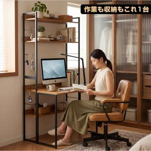 折りたたみデスク 棚付き パソコンデスク ラッ...の詳細画像1