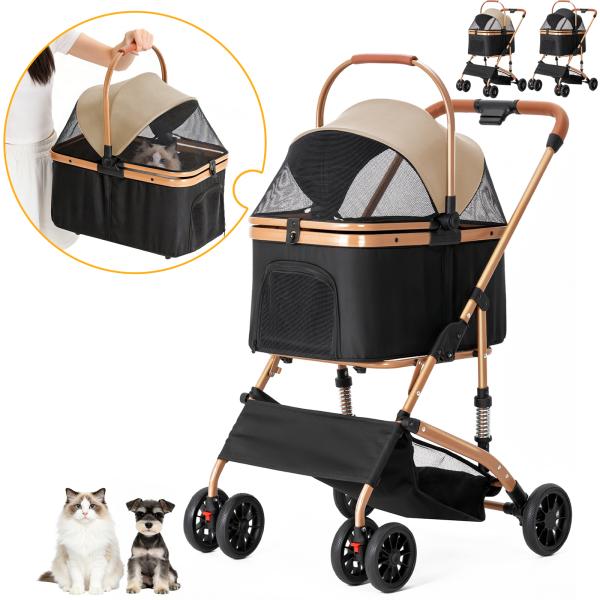 ペットカート 取り外し可能 分離型 ペットバギー 折りたたみ 多頭 小型犬 中型犬 猫 2way 4...