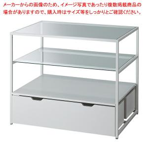 【まとめ買い10個セット品】3段テーブルH100cmホワイト トロッコ有 WH 61-798-11-1｜meicho2