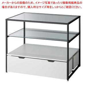 【まとめ買い10個セット品】3段テーブルH100cmブラック トロッコ有 WH 61-798-12-1｜meicho2