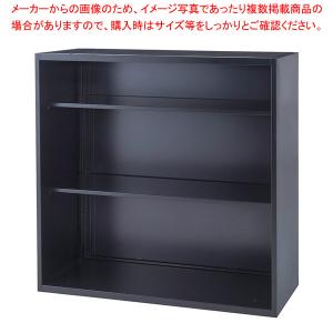 【まとめ買い10個セット品】スチール製書庫(下置き用)ブラック 高さ88cm オープン 61-813-11-1｜meicho2