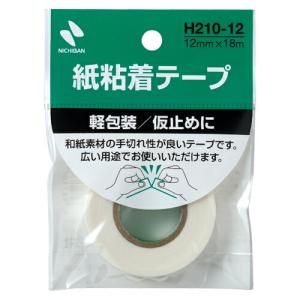【まとめ買い10個セット品】ニチバン 紙粘着テープ H210-12 白 1巻｜meicho2