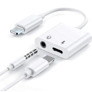 【急速充電+通話可能+音楽】 i-Phoneイヤホン 変換ケーブル 3.5mm 同時 2in1 変換アダプタ 純正品素材やチップを採用 急速充電対応(IOS11-16対応)-1