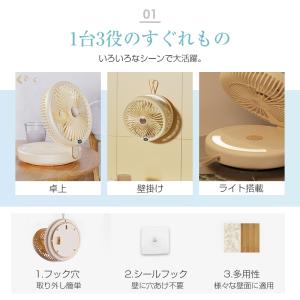 扇風機 多機能 デスクランプ ファン 卓上 壁...の詳細画像4
