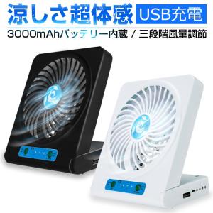 卓上扇風機 扇風機 3000mAh電池内蔵 モバイルバッテリー 省エネ ギフト 13枚羽根 パワフル 大容量 長時間稼働 ポータブル 小型【PL保険加入済み製品・安心】