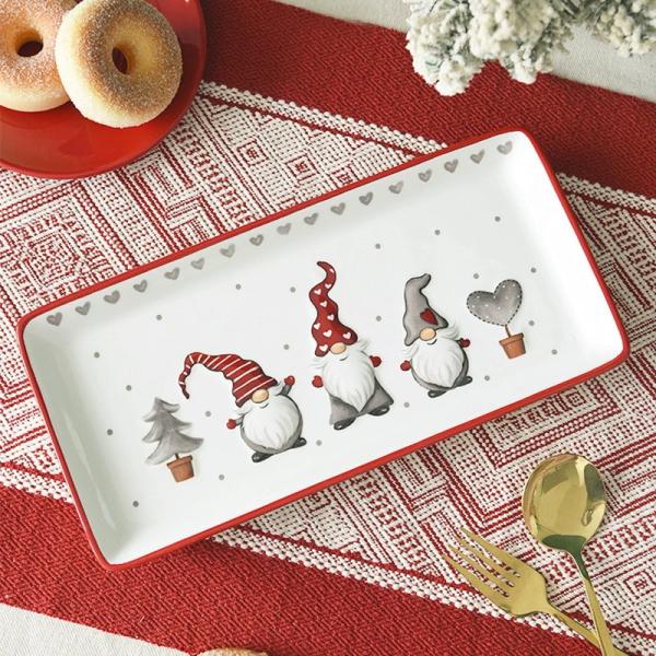 クリスマス プレート 長方形 北欧 デザイン セラミック 陶器 平皿 浅皿 レリーフ 彫刻 キッチン...