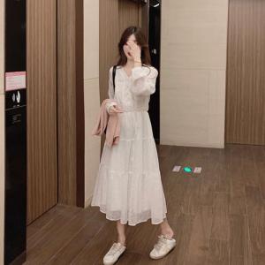 中学生 高校生 10代 代 韓国 ファッション ワンピース ドレス 長袖 春 夏 秋 ロング丈 白 ホワイト 5317 5317 メイシンファッションヤフー店 通販 Yahoo ショッピング