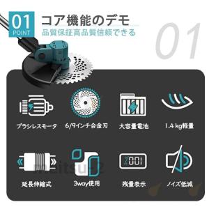 草刈り機 コードレス 充電式 軽量 電動刈払機...の詳細画像3
