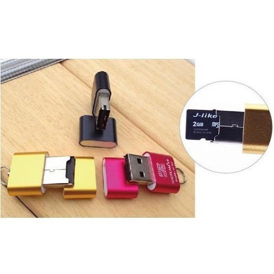 お試し【蓋付き アルミ合金】 USBカードリーダー USB2.0（microSDカード/microS...