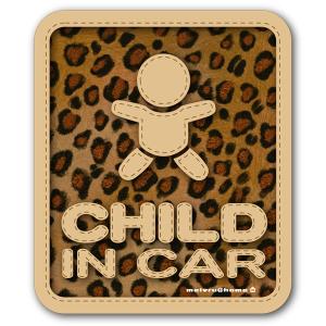 チャイルドインカー CHILD IN CAR マグネット ステッカー ヒョウ柄 ひょう柄 子供が乗ってます（マグネットタイプ/豹柄 CHILD）