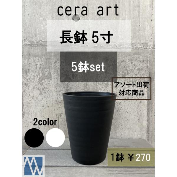 植木鉢　プラ鉢　セラアート　長鉢　5寸  5鉢セット　色アソート可