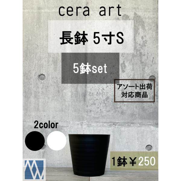 植木鉢　プラ鉢　セラアート　長鉢　５寸Ｓ 5鉢セット　色アソート可