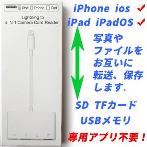 4IN1 iPhone容量不足解消 写真バックアップ  iPhoneiPad SDカード (Micro SDカード/USB) マルチカード 写真やファイルをお互いに転送保存 ビデオ伝送