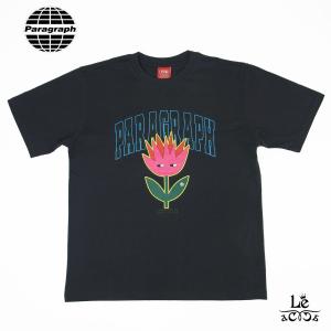 【50％OFF】Paragraph パラグラフ Tシャツ No. 33 アーチロゴ スマイル フラワー プリント チューリップ 半袖 チャコール  国内正規品【メール便】｜mejiroleacca