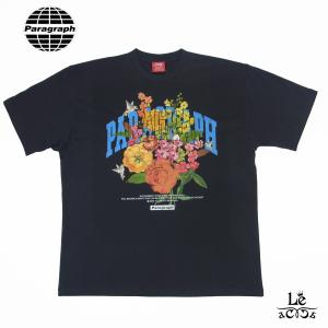 【50％OFF】Paragraph パラグラフ Tシャツ No. 38 アーチロゴ フラワー プリント 半袖 チャコール ユニセックス ビッグシルエット 国内正規品｜mejiroleacca