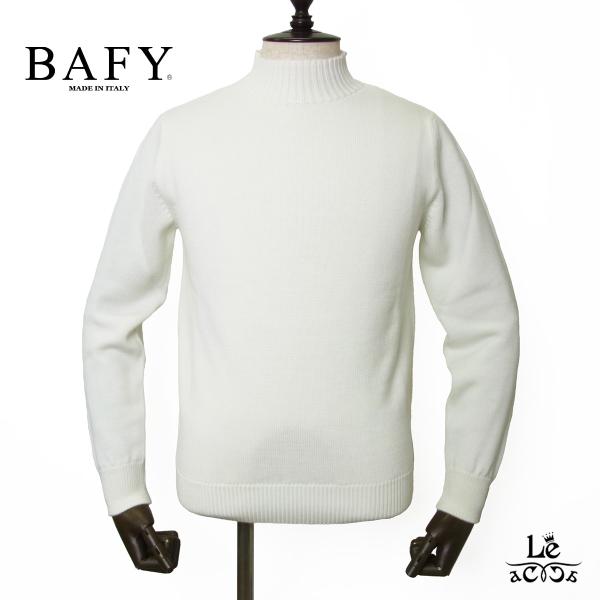 BAFY バフィー 7ゲージ モックネック ニット セーター メンズ ホワイト 白 無地 7G ウー...