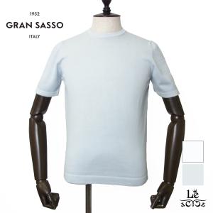 GRAN SASSO グランサッソ 12ゲージ コットン クルーネック ニット 半袖 メンズ ニットT ハイゲージ ホワイト アイスグレー イタリア ブランド 国内正規品