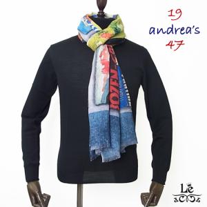 19 andrea's 47 アンドレアズ ディチャノーヴェ クアランタセッテ ストール スカーフ カシミヤ カシミア 大判 薄手 マルチカラー｜mejiroleacca