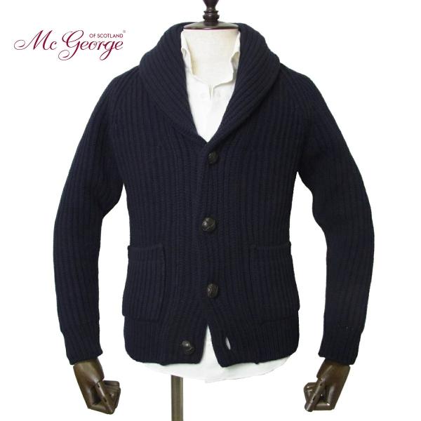 Mc George マックジョージ ウールカシミヤ 畦編み ショールカラー カーディガン A0305...