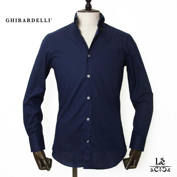 GHIRARDELLI ギラルデッリ ボタンダウンシャツ 長袖 コットン ネイビー イタリア ブラン...