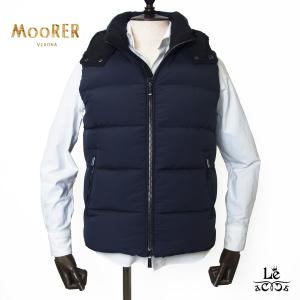 MOORER ムーレー ダウンベスト FIRE SKT ジップアップ フード ダウン フーディ メンズ ネイビー紺 FAYER イタリア 国内正規品【送料無料】