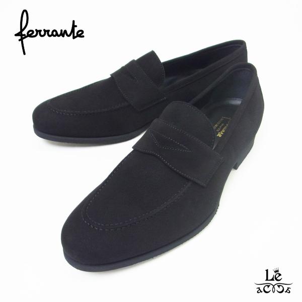 FERRANTE フェランテ スエード ローファー ISEO イセオ ブラック 黒 本革 レザー メ...