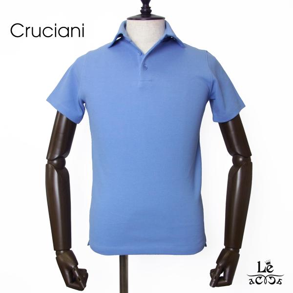 Cruciani 鹿の子 ポロシャツ メンズ コットン ブルー 国内正規品 クルチアーニ 半袖   