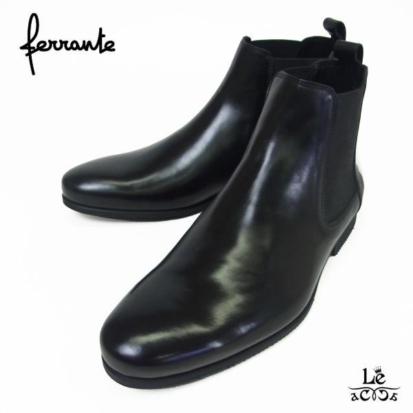 FERRANTE フェランテ スエード サイドゴアブーツ JUST ジャスト ブラック 黒 本革 表...