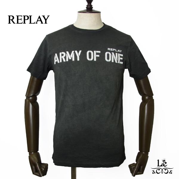 REPLAY Tシャツ ガーメントダイ コットン ジャージー ARMY OF ONE クルーネック ...