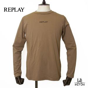 REPLAY リプレイ ロング Tシャツ ロングスリーブ カットソー 長袖 クルーネック ベージュ 国内正規品｜mejiroleacca