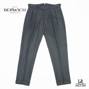 【40％OFF】BERWICH SCOTCH ベルウィッチ スコッチ ウール フランネル クロップド パンツ VB1504 カノニコ ダークグレー メンズ   国内正規品