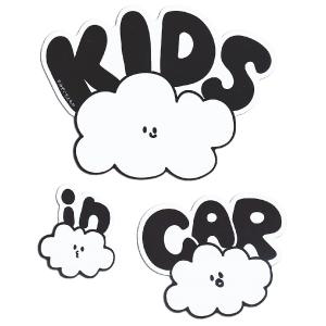 No BoRDER(ノーボーダー) KIDS IN CAR キッズインカ― ステッカー オリジナルドライブサイン CLOUD FAMILY 2 STC-002AAG/S 【シールタイプ】｜mekabita