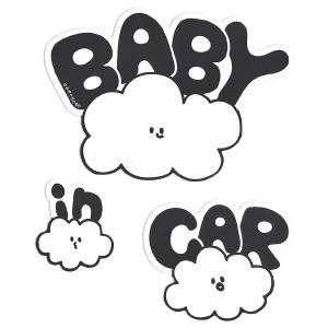 No BoRDER(ノーボーダー) BABY IN CAR ベビーインカ― ステッカー オリジナルドライブサイン CLOUD FAMILY STC-002AG/S 【シールタイプ】｜mekabita