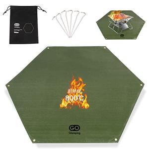 GOGlamping スパッタシート 焚き火シート 焚火シート たきび台シート キャンプ用品 難燃 耐火 耐熱 防炎 103.5*120CM 芝生保護