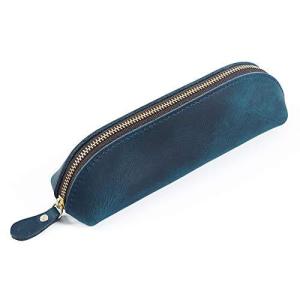 Woowa ペンケース 革 手作り レザー 筆箱 大容量 おしゃれ スリム シンプル 青 S Akmet Shop 通販 Yahoo ショッピング