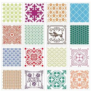 Rolin Roly 花柄 曼荼羅 製図用 テンプレート DIYスクラップ ステンシルシート 定規 教育用 絵画ホワイト 16 pcs