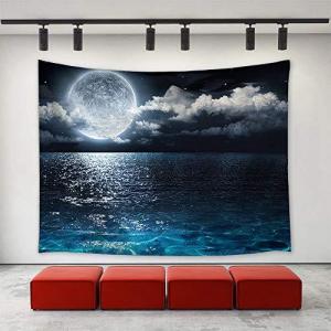 Dorasu タペストリー 壁掛け おしゃれ 大判 夜景 海 星空 満月の夜空 月 北欧 ファブリック装飾用品 装飾壁掛け 多機能壁掛け インテリア