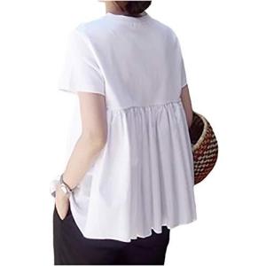 バック フリル 半袖 Uネック Tシャツ 無地 シンプル カットソー ゴルフウェア ポロシャツ ジャージ スポーツ ストリート 家ト