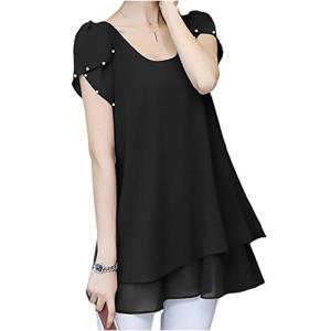 ゆったり Uネック シフォン シャツ カットソー クルーネック 半袖 t シャツ ティーシャツ てぃーしゃつ 春夏 夏 夏用 春秋