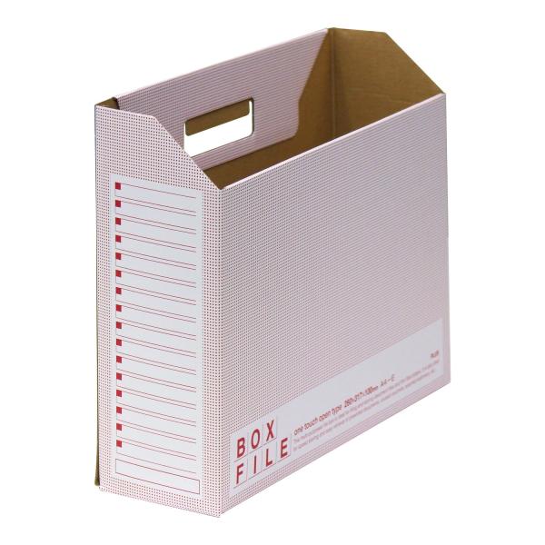 プラス ファイルボックス エコノミー 10冊 A4横 背幅100mm レッド 553-990