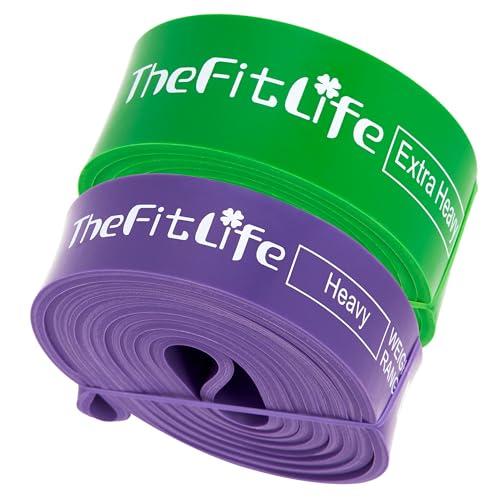 TheFitLife トレーニングチューブ 筋トレチューブ 懸垂チューブ (パープル+グリーン)