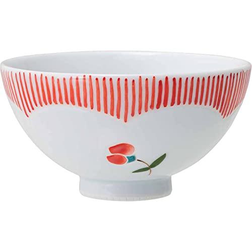 波佐見焼 松幸陶苑 姫碗 お茶碗 飯碗 約9.5cm 風花 赤 レッド 日本製 20431