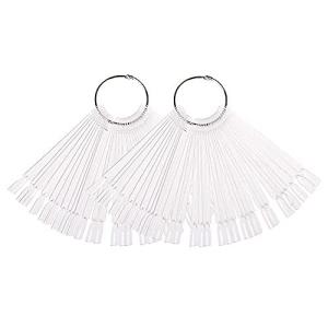 ネイル カラーチャート 100枚 ファン型フェイクネイル ジェルサロンディスプレイ 練習ツール メタルスプリットリングホルダー