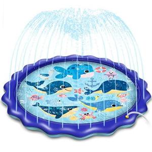 噴水マット プール，170CM直径ビニールプール 子供噴水おもちゃ ，アウトドア用 パドリングプール 家庭用プール 水遊び 親子遊び 芝生遊び 夏の