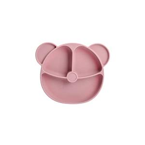 Blessed Sweet ベビー食器 離乳食プレート 吸盤付き 皿 クマ形 ぴったり吸着 シリコン製 熊形 ベージュ くっつく ひっくり返らない 赤