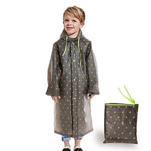 O-Life レインコート キッズ 子供 緑と黒 子供用 ランドセル 通学 雨具 レインウェア レイングッズ 星柄 男の子 女の子