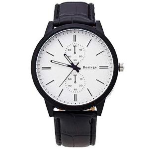 ZooooM クロノグラフ ラウンド デザイン アナログ 腕 時計 フェイク レザー ベルト ファッション アクセサリー フォーマル カジュアル ビジ