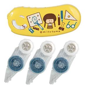 プラス テープのり ノリノポッド 限定mizutama 文具 本体+詰替テープ3個 6mm幅×10m TG-1111/54-222+TG-1111R-